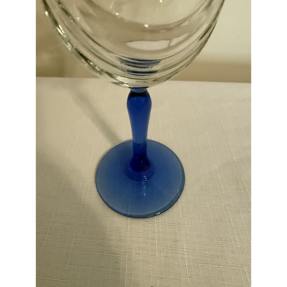 Lenox Crystal Cobalt Blue Stemmed Dual Swag Draped Gold Rim 10 OZ Wine Glass NEW - Picture 2 of 4